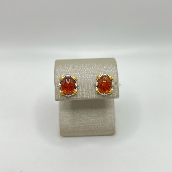 Gems en Vogue Amber Stud Earrings - Picture 1 of 5